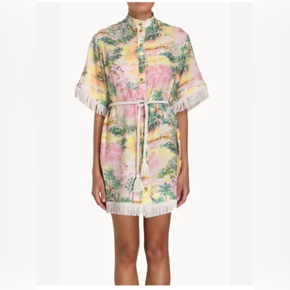 Zimmermann Multicolor Tropical Print Dress